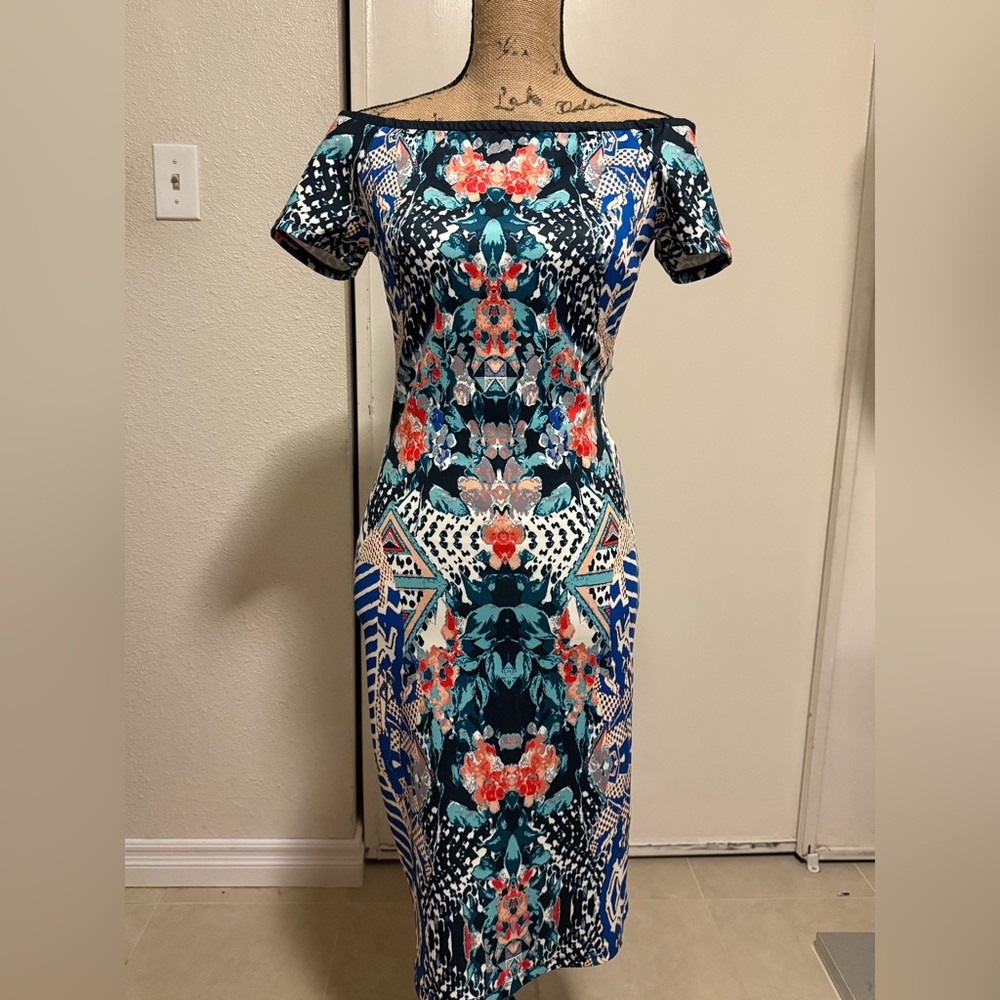 Forever 21 Multicolor Geometric Floral Midi Dress